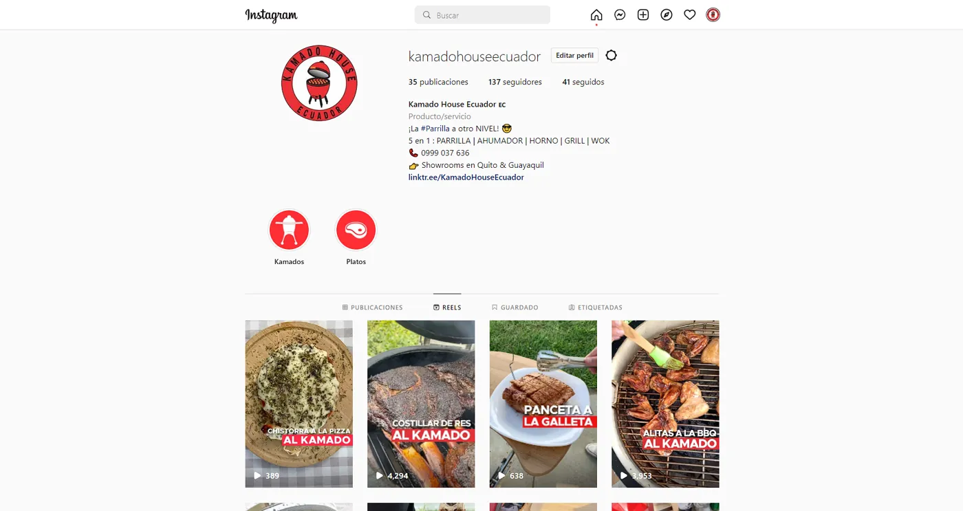 Grilla de publicaciones de Instagram de Kamado House